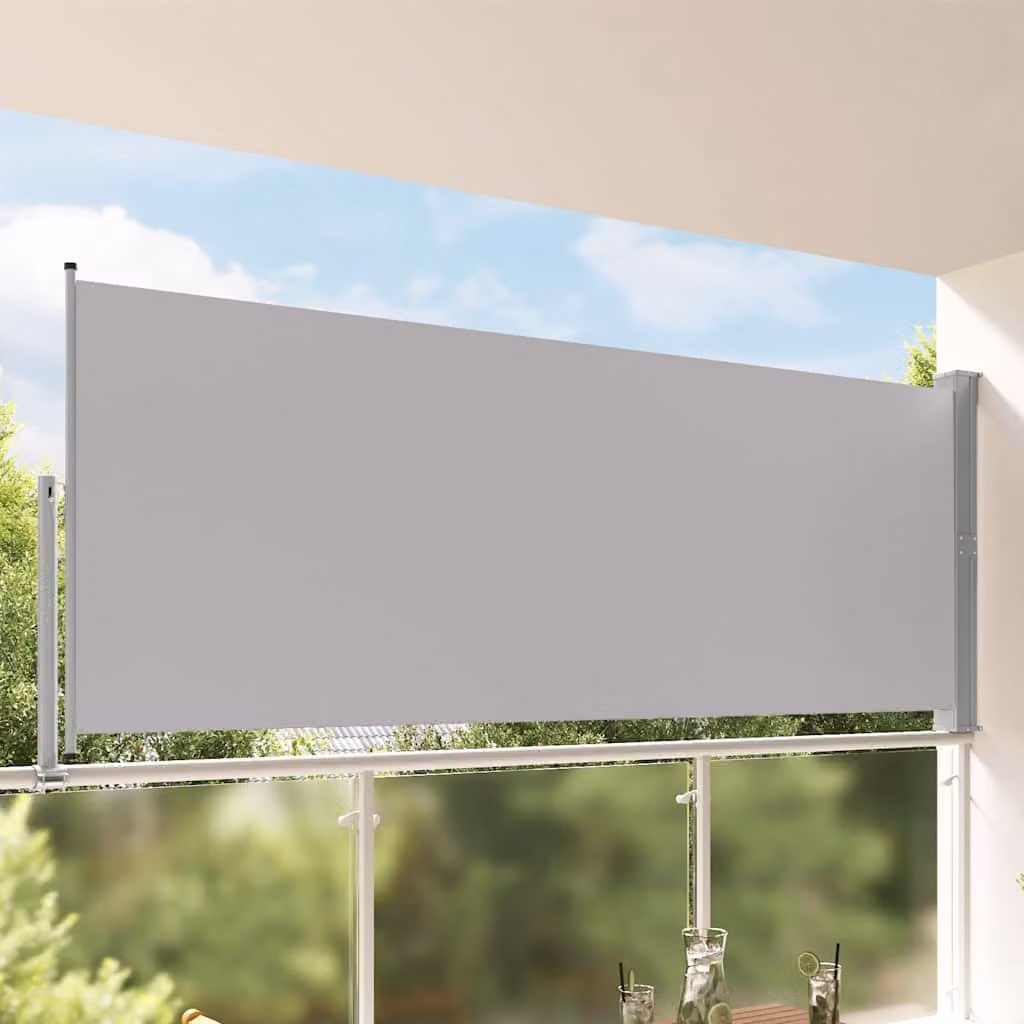 Tenda da Sole Laterale Retrattile vidaXL in Poliestere e Acciaio, Grigia, L: 300 cm x H: 140 cm