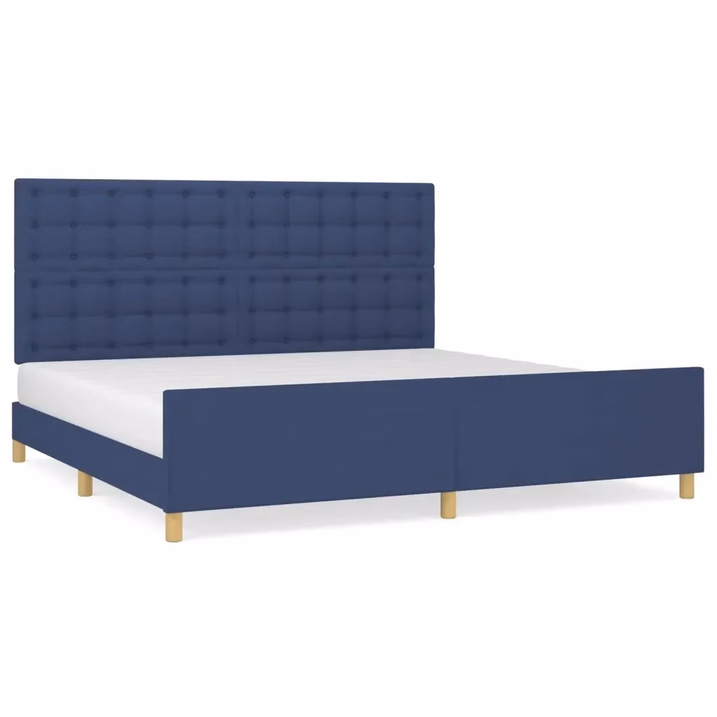 vidaXL Giroletto senza Materasso Blu in Tessuto e Legno di Larice L/P/H: 200 x 200 x 128 cm – 2
