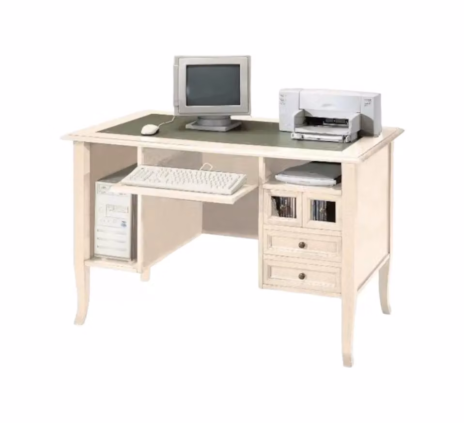 Scrivania moderna in legno di pino con inserto in pelle Mobili 2G L/P/H: 130 x 74 x 83 cm