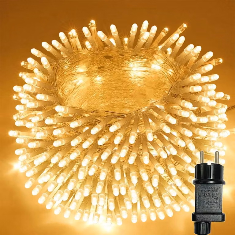 Catena luminosa a LED, 300 luci, luce bianco caldo, 30 metri, 8 modalità, grado di protezione IP44