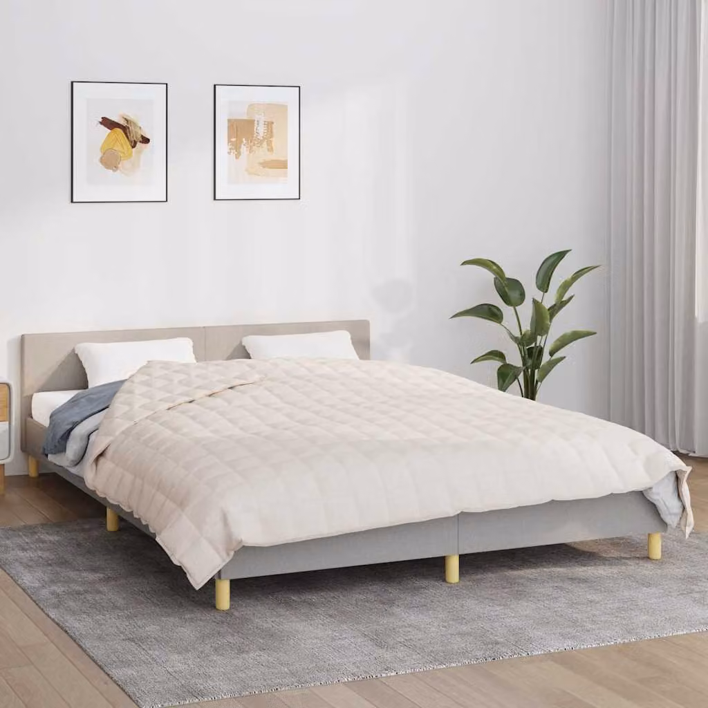 vidaXL Coperta Ponderata in Microfibra e Cotone Beige, L/P: 200 x 200 cm, 9 kg