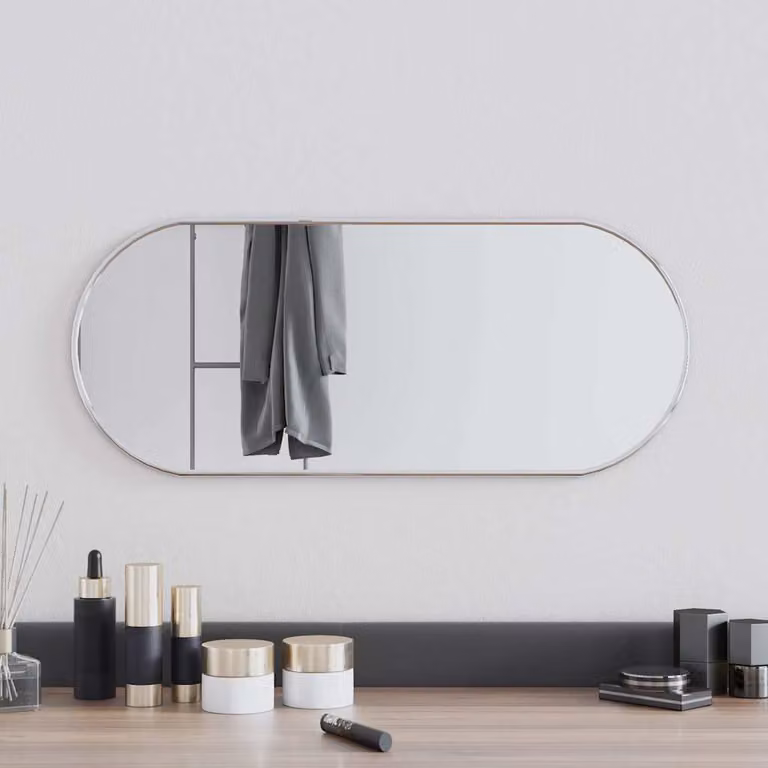 Specchio da parete ovale vidaXL Argento L: 60 cm, H: 25 cm