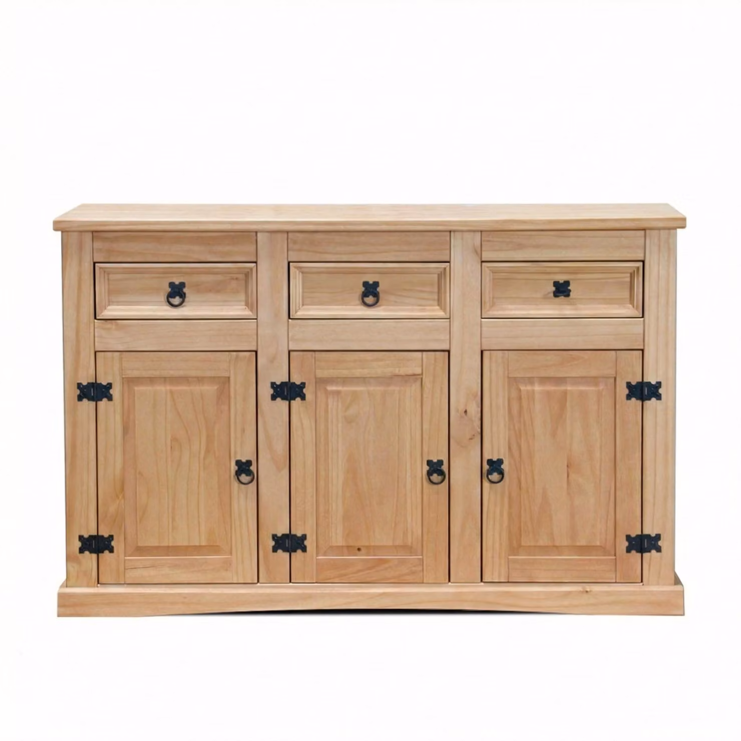 Credenza New Mexico larghezza 132 cm, altezza 84 cm con 3 cassetti e 3 ante soda/cera.