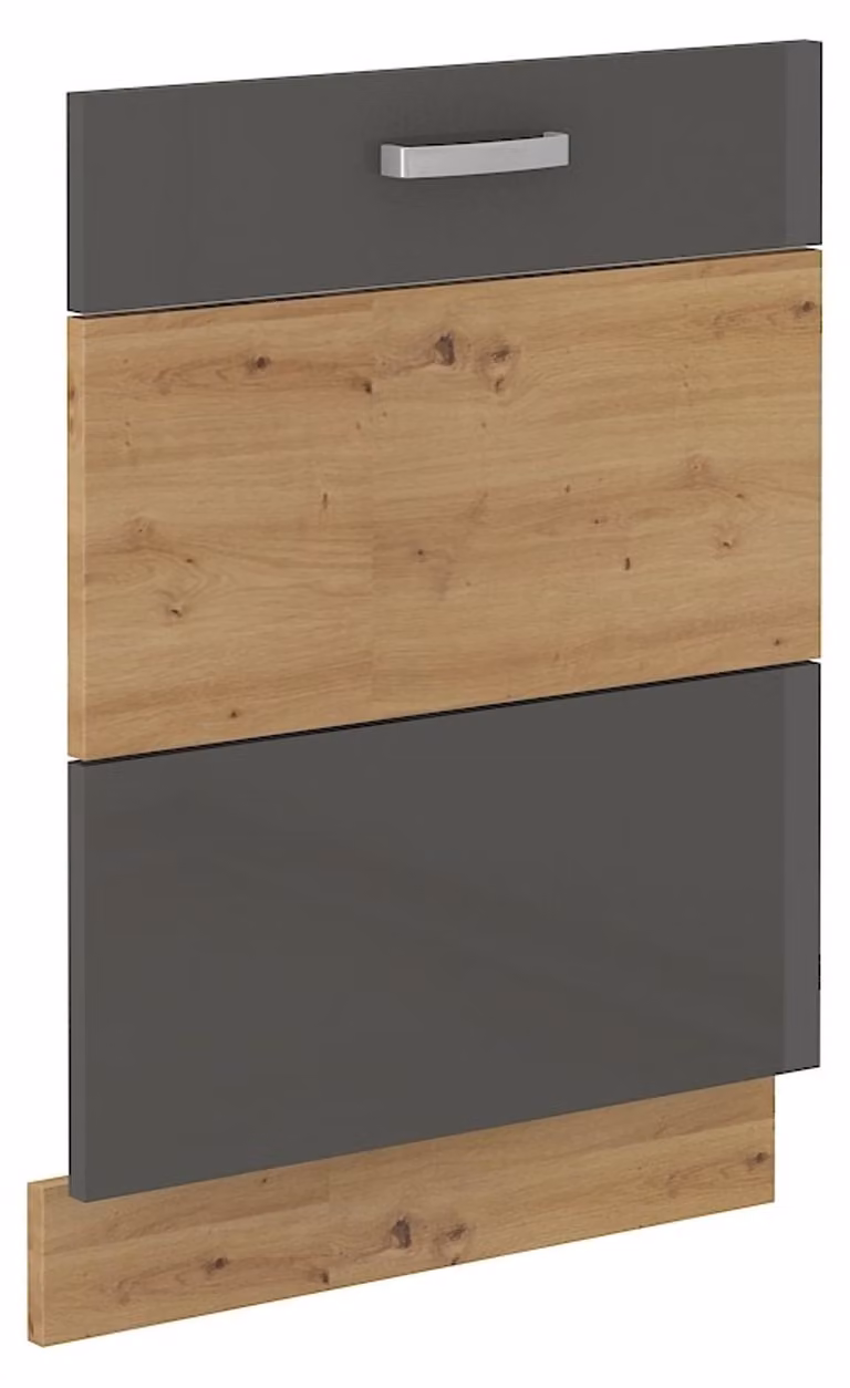 Pannello frontale per lavastoviglie da incasso totale, modello 60, finitura "Eiche Artisan" grigio lucido
