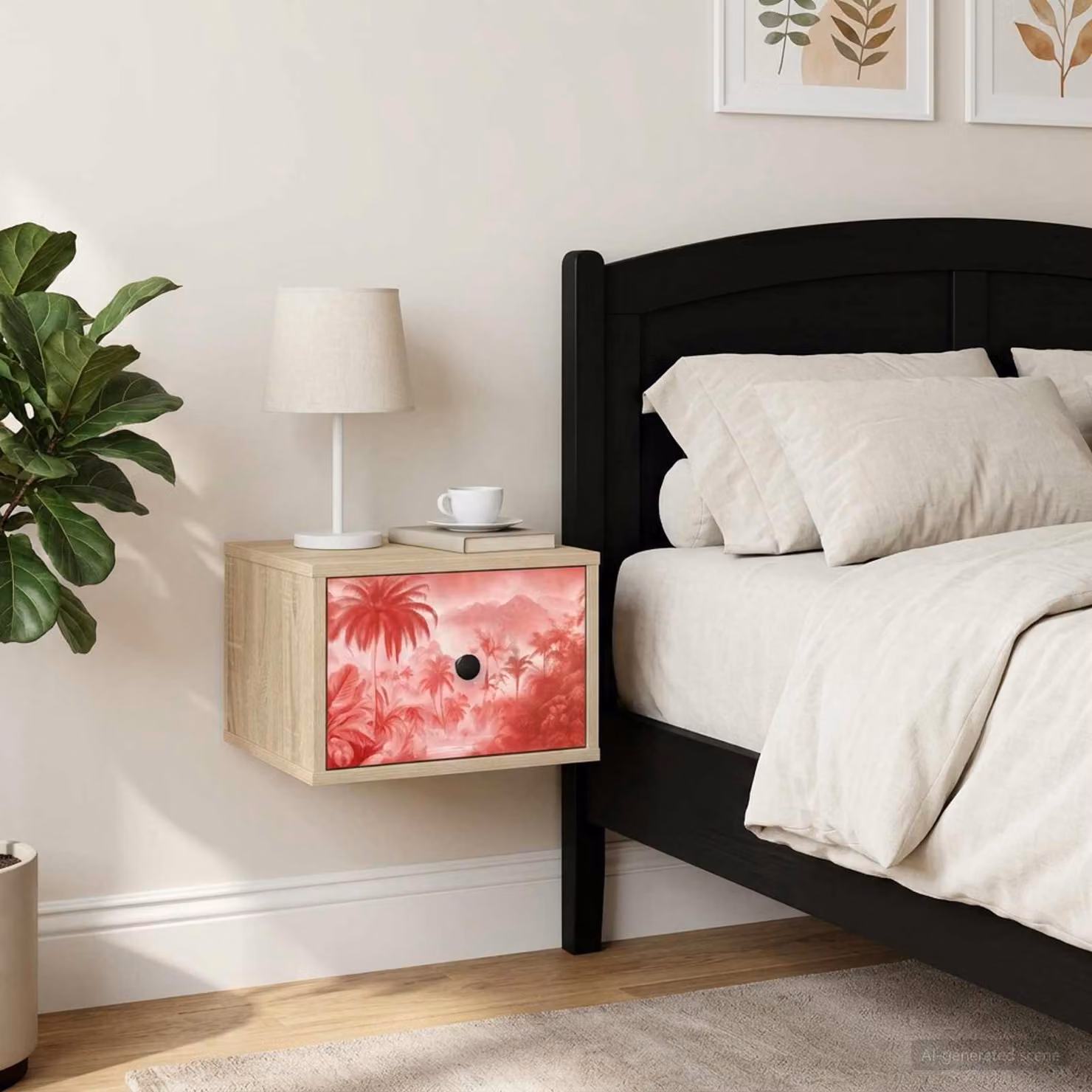 vidaXL Mobiletto da comodino a parete AACHEN moderno in MDF e metallo Rovere Sonoma