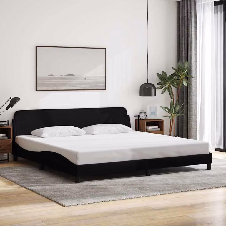 Giroletto Dover vidaXL in tessuto nero con struttura in legno e metallo L/P/H: 200 x 200 x 218 cm