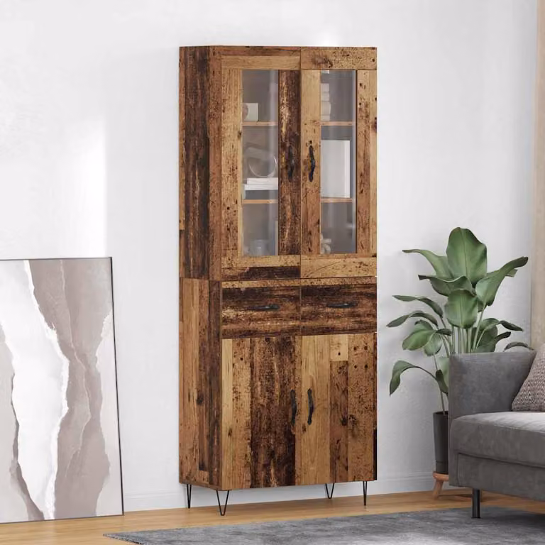 vidaXL Credenza Moderna in Legno, Metallo e Vetro, Marrone e Nero, L: 69,5 cm, P: 34 cm, H: 90 cm