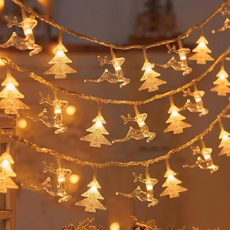 Luci natalizie, 10 LED, 3 metri, alimentate a batteria, color oro