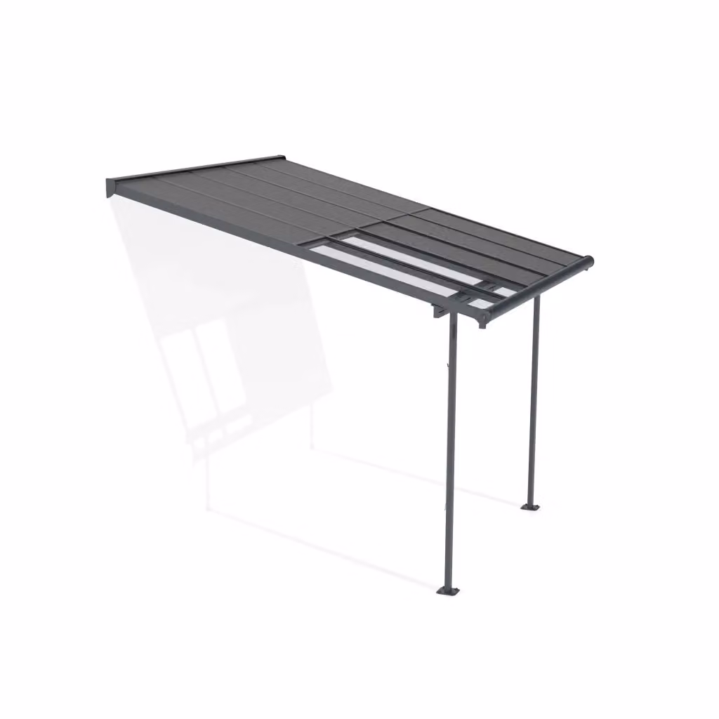 Pergola addossata Palram Sierra Cabrio in alluminio e policarbonato grigio L: 300 cm x P: 300 cm – 2