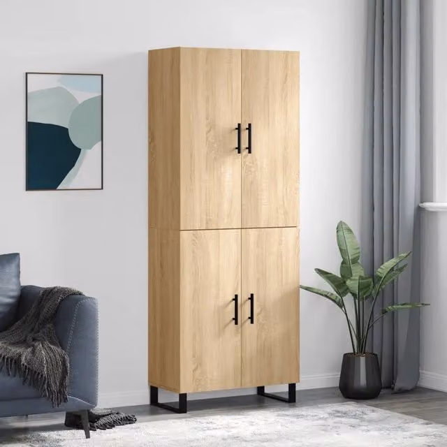 Credenza-Buffet-Armadio da cucina Rovere Sonoma 69,5x34x180 cm in Legno Multistrato 780858