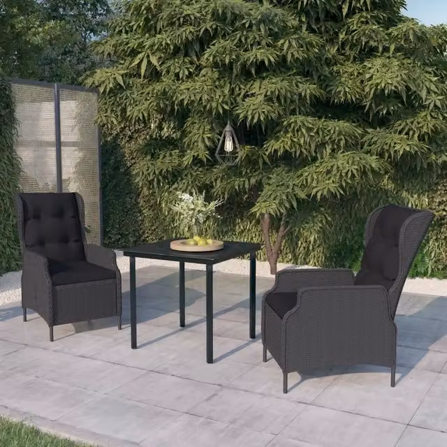 Set da pranzo da giardino moderno vidaXL in acciaio verniciato a polvere e vetro, colore antracite – 1