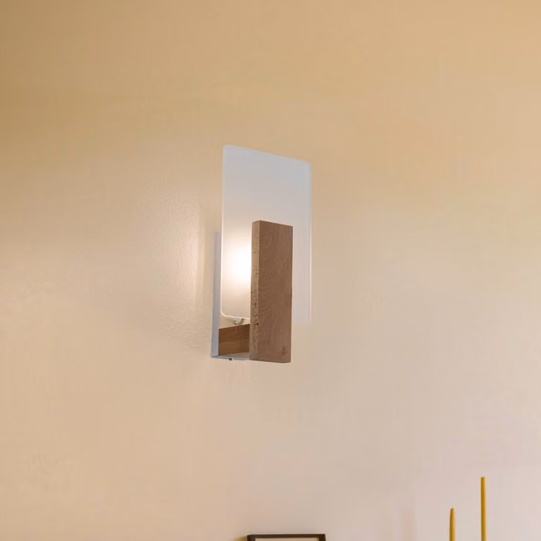 Applique da parete Peach Puff SOLLUX LIGHTING, dimmerabile, Legno chiaro, Soggiorno / Sala da pranzo, Vetro, Moderno, Applique