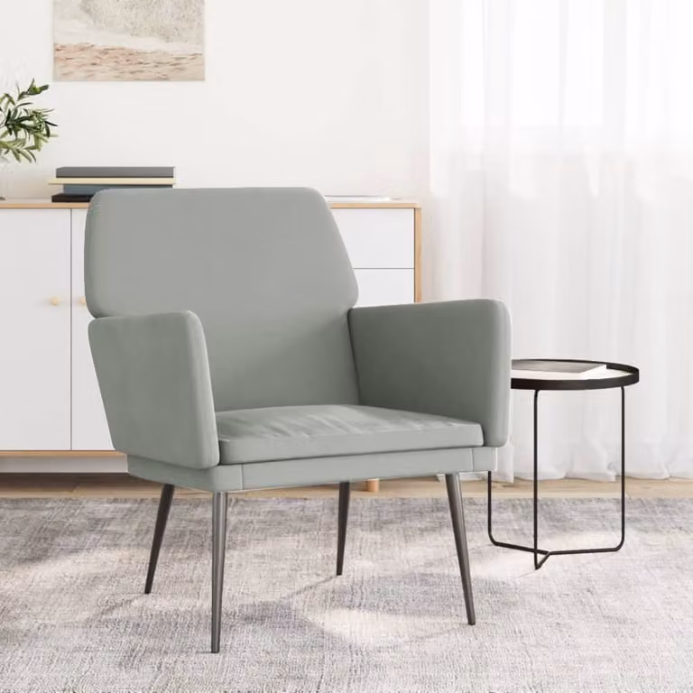 Poltrona lounge vidaXL in velluto grigio con struttura in metallo L: 62 cm, P: 79 cm, H: 79 cm