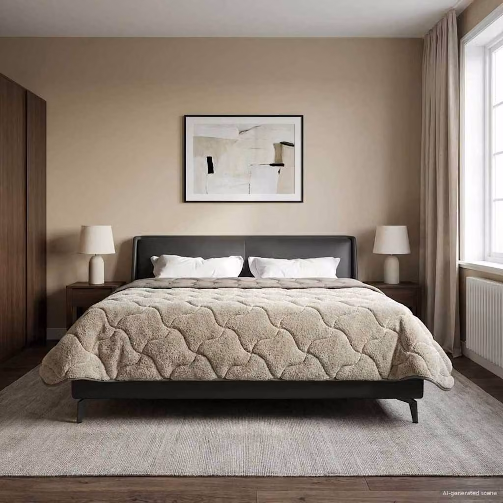 Piumone Completo Annuale Trapuntato Reversibile in Microfibra vidaXL, Grigio chiaro e Beige, L: 240 cm x P: 220 cm