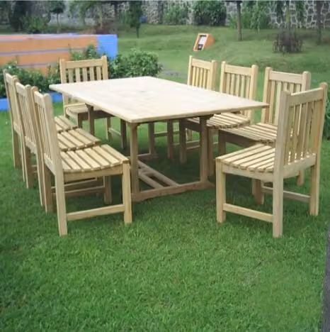 Sitzgruppe Teak 8 Gartenstühle Piceno + Ausziehtisch Parma 180-240 x100cm