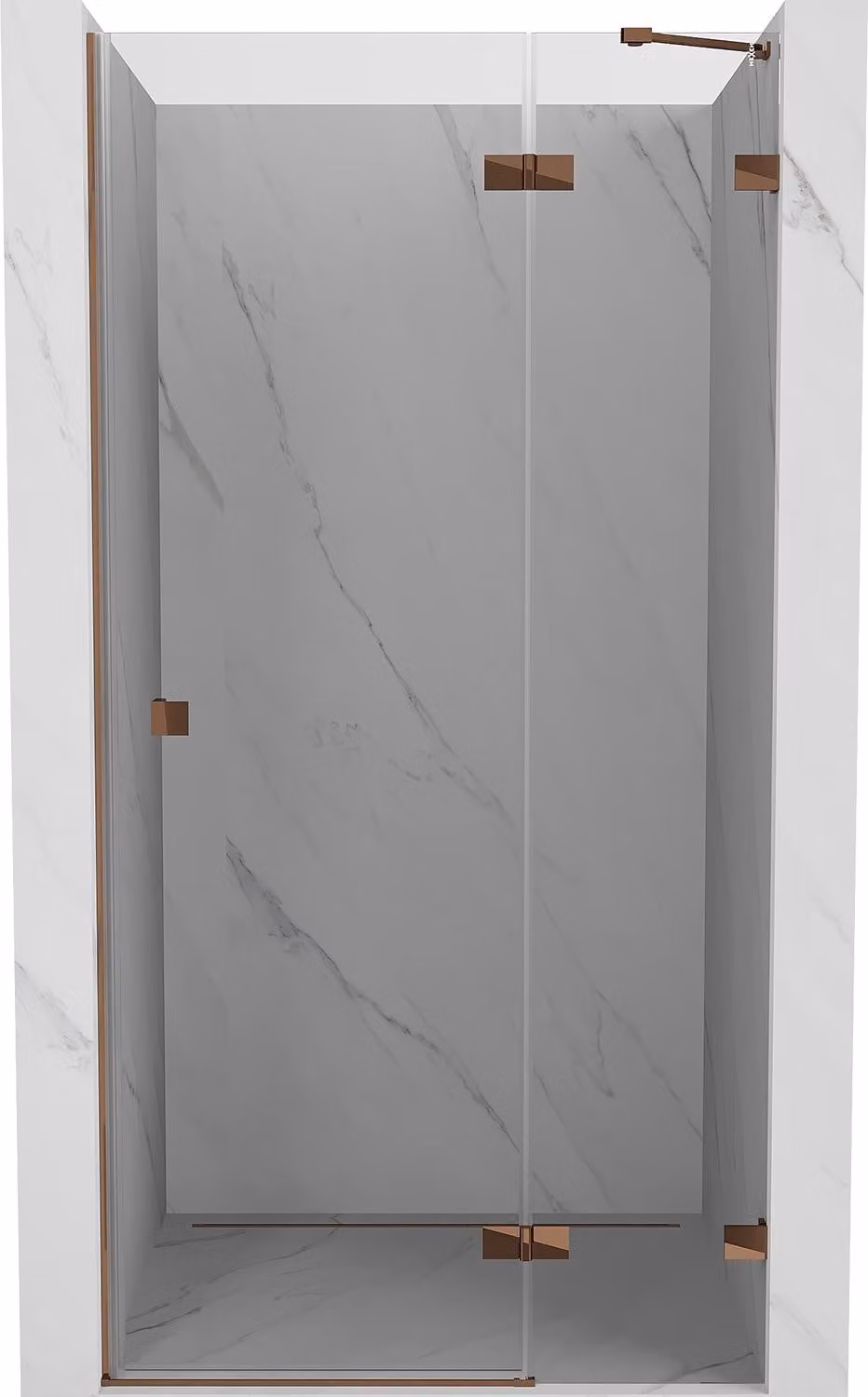 Mexen Lunar porta doccia battente destra 85 cm, trasparente, oro rosa - 834-085-000-60-00-P
