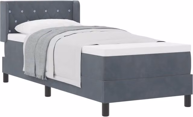 Letto singolo | Letto per adulti | Letto a molle con testiera Grigio scuro 200 x 80 cm Velluto