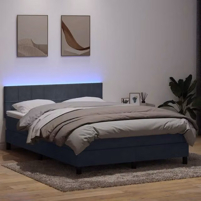 Letto a Molle con Materasso e LED Grigio Scuro 160x210 cm 3316888