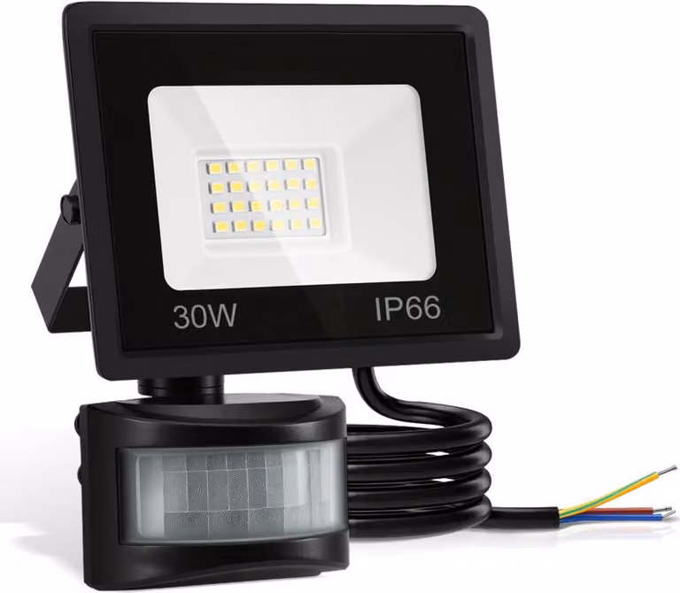 Izrielar Proiettore LED con sensore di movimento 30W illuminazione esterna proiettore bianco freddo