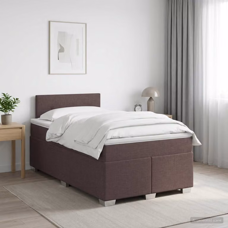 Letto box spring con materasso ibrido vidaXL in marrone e bianco L/P: 120 x 200 cm