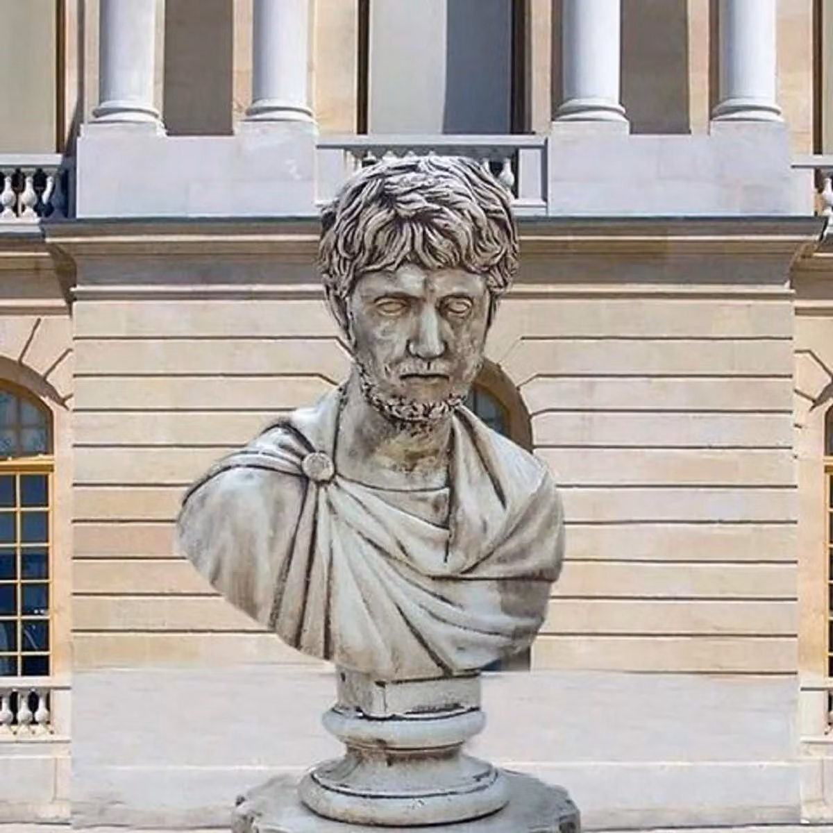 Casa Padrino Busto decorativo da giardino in stile liberty grigio antico h. 70 cm