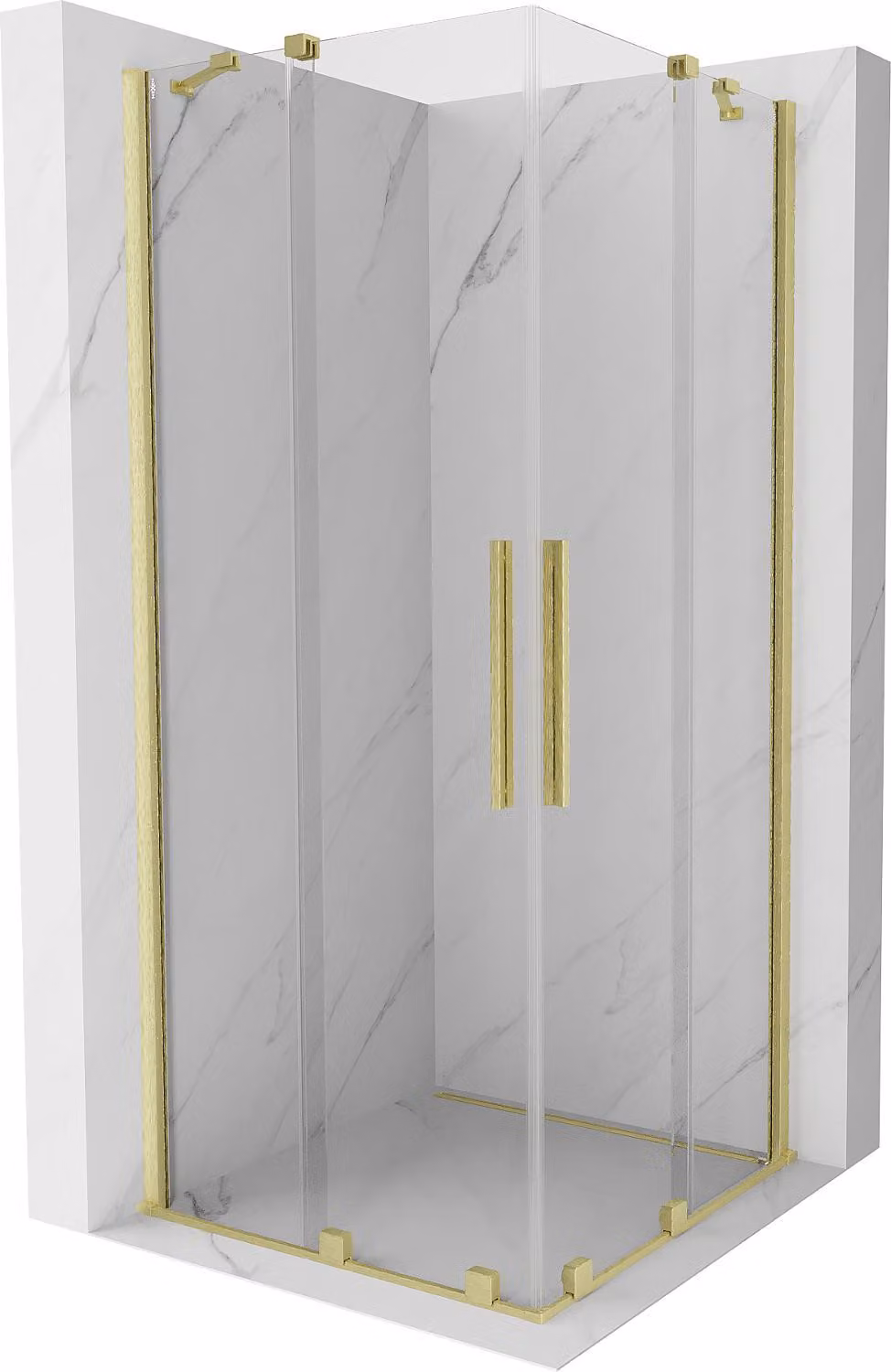Mexen Velar Duo cabina doccia scorrevole 80 x 80 cm, trasparente, oro spazzolato - 871-080-080-02-55