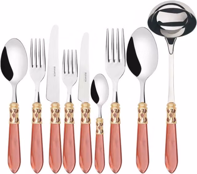 Set di posate Aladdin Ghiera Dorata in acciaio inossidabile con custodia Gallery, 75 pezzi, colore Rust