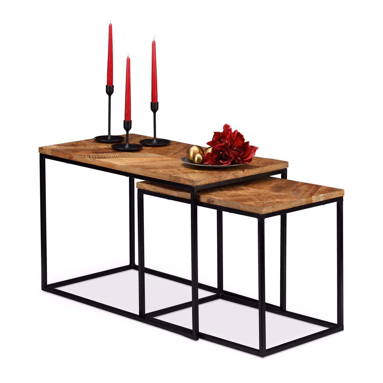 relaxdays 10027622_0 relaxdays Beistelltische-Set braun rechteckig