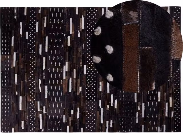 Tappeto patchwork moderno BELIANI in pelle e lana marrone, L: 230 cm, P: 160 cm