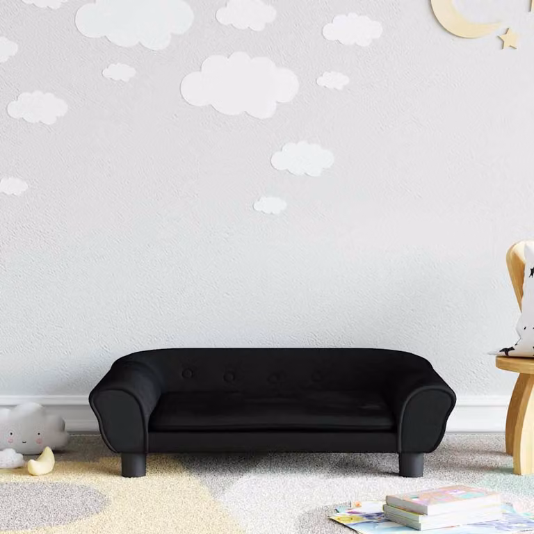 vidaXL Divano per Bambini Nero in Velluto L/P/H: 70 x 45 x 26 cm