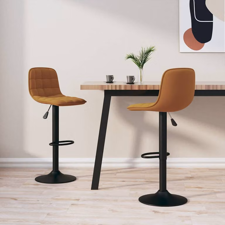 Set di 2 sgabelli da bar vidaXL in velluto marrone con struttura in metallo moderno