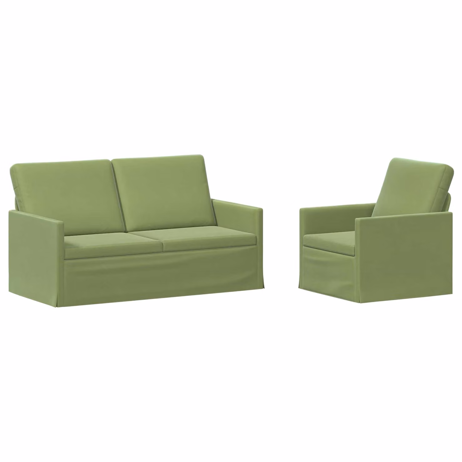 Set di 2 divani moderni vidaXL in velluto verde con struttura in metallo per soggiorno o ufficio