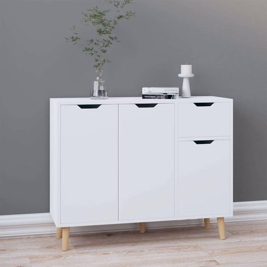Credenza moderna vidaXL in legno bianco lucido L 90 x P 30 x H 72 cm