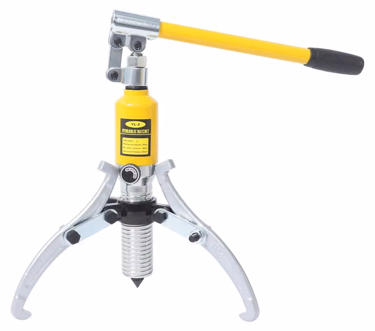 Estrattore idraulico da 5 tonnellate - Estrattore per mozzi e cuscinetti con 3 bracci - Capacità di trazione: 5-10 tonnellate - Portata: 200 mm - Acciaio - Con custodia per il trasporto - Colore: giallo