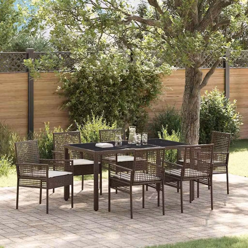 Maison Exclusive - Set da Pranzo per Giardino 7 pcs Marrone polyrattan