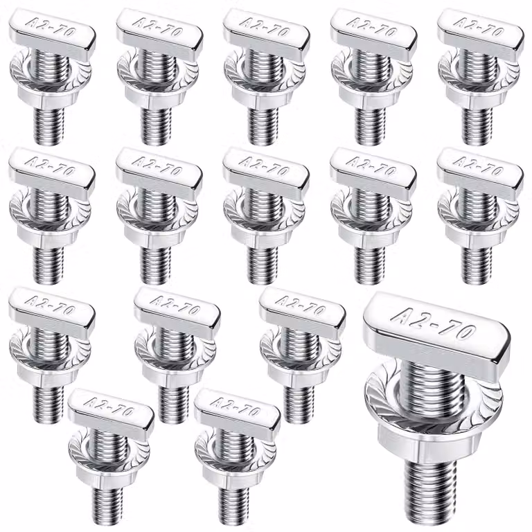 Set di 16 viti a testa a martello in acciaio inossidabile M10x25, complete di dadi