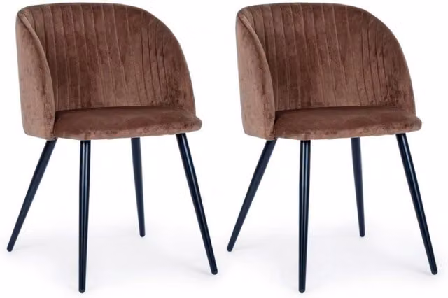 Set 2 Sedie 53x57x81,5 cm in Poliestere Effetto Velluto Ruggine