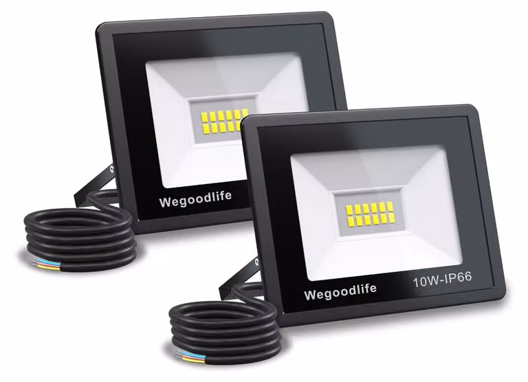 Confezione da 2 fari LED da esterno da 10W, 730 lumen, 6500K, grado di protezione IP66