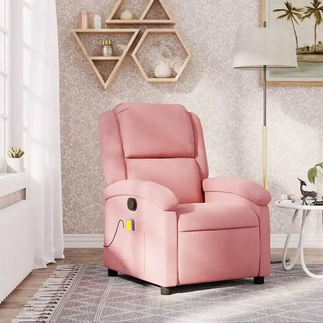 Divano Sedia-Poltrona Massaggiante Reclinabile Rosa in Velluto