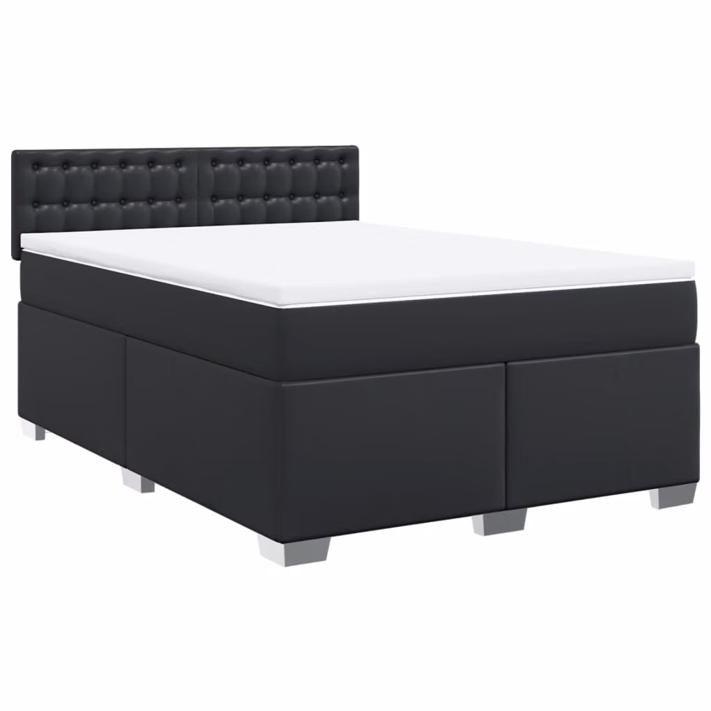Giroletto a Molle con Materasso Nero 140x200 cm in Pelle finta