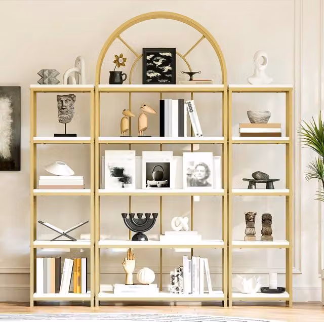 Libreria modulare 3 elementi 163x30x184 cm bianca e oro