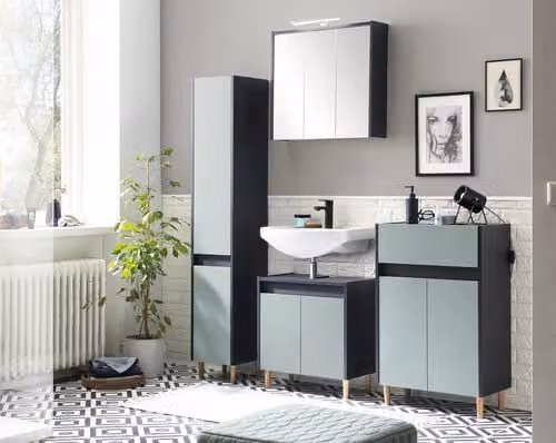 Mobile da bagno basso Möbelpartner Lovis blu 30,2 x 90,3 x 33 cm