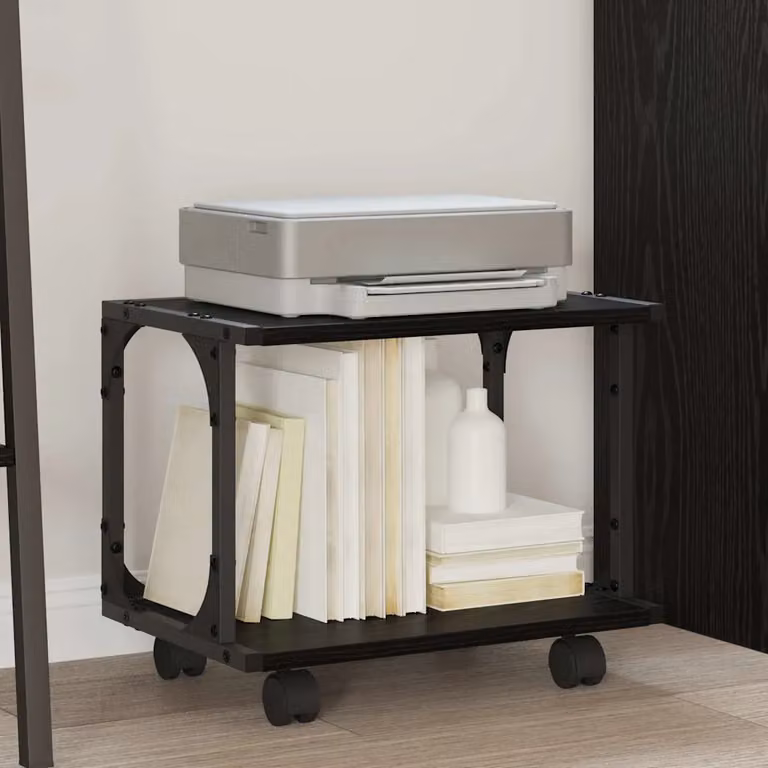 vidaXL Supporto per Stampante in MDF Stile Industrial, Colore Nero Opaco, L 41 cm x P 28 cm x H 33,5 cm