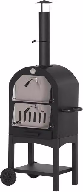 Griglia 2 in 1 all'aperto per Pizza e BBQ con Copertura e Piatto per Pizza - 63 cm Forno a Legna per Pizza Perfetta