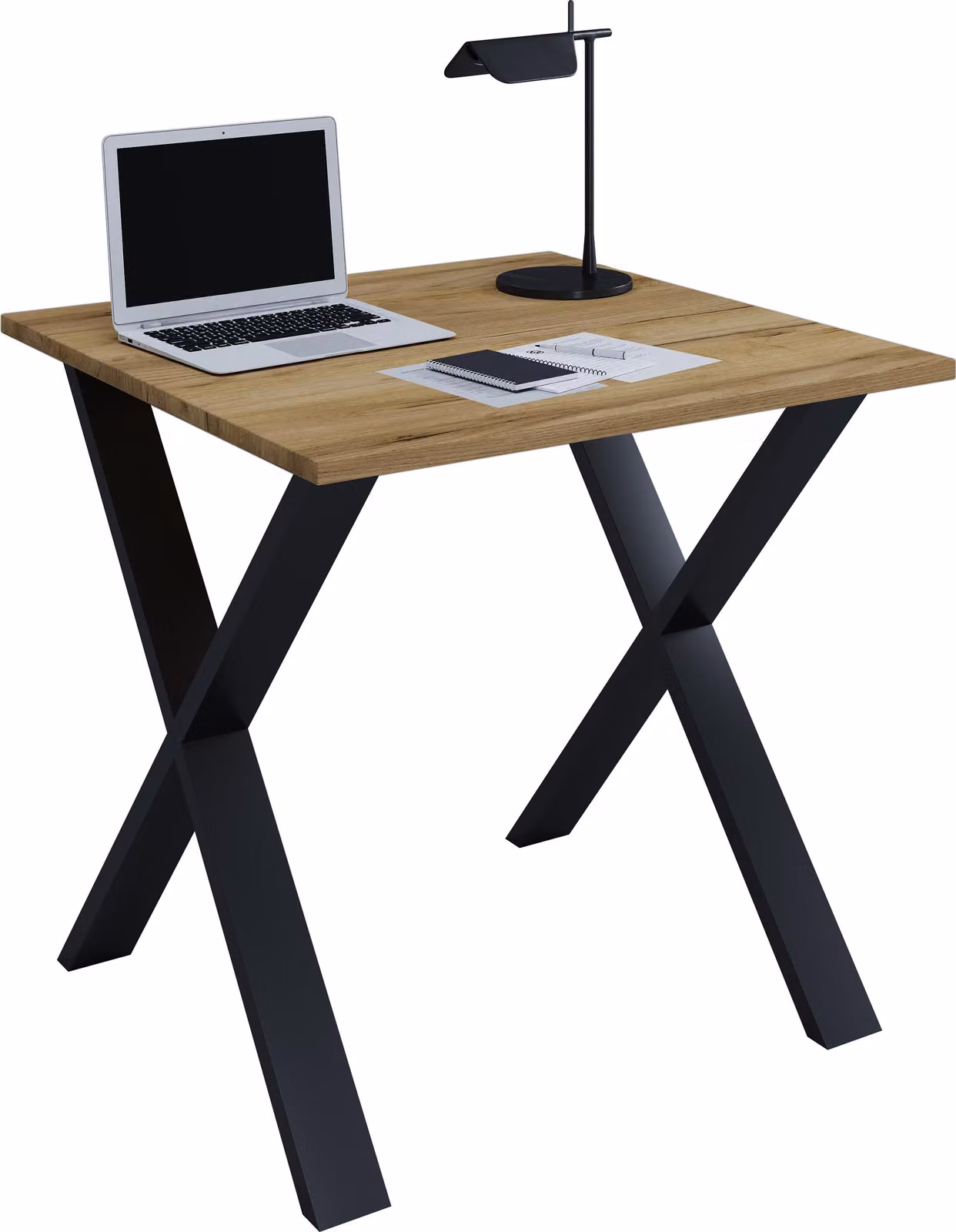 Scrivania in legno | H. 76 x W. 80 x T. 80 cm | Tavolo per computer semplice | piedini in metallo di alta qualità | Tavolo da lavoro | Mobili da ufficio - Lona X