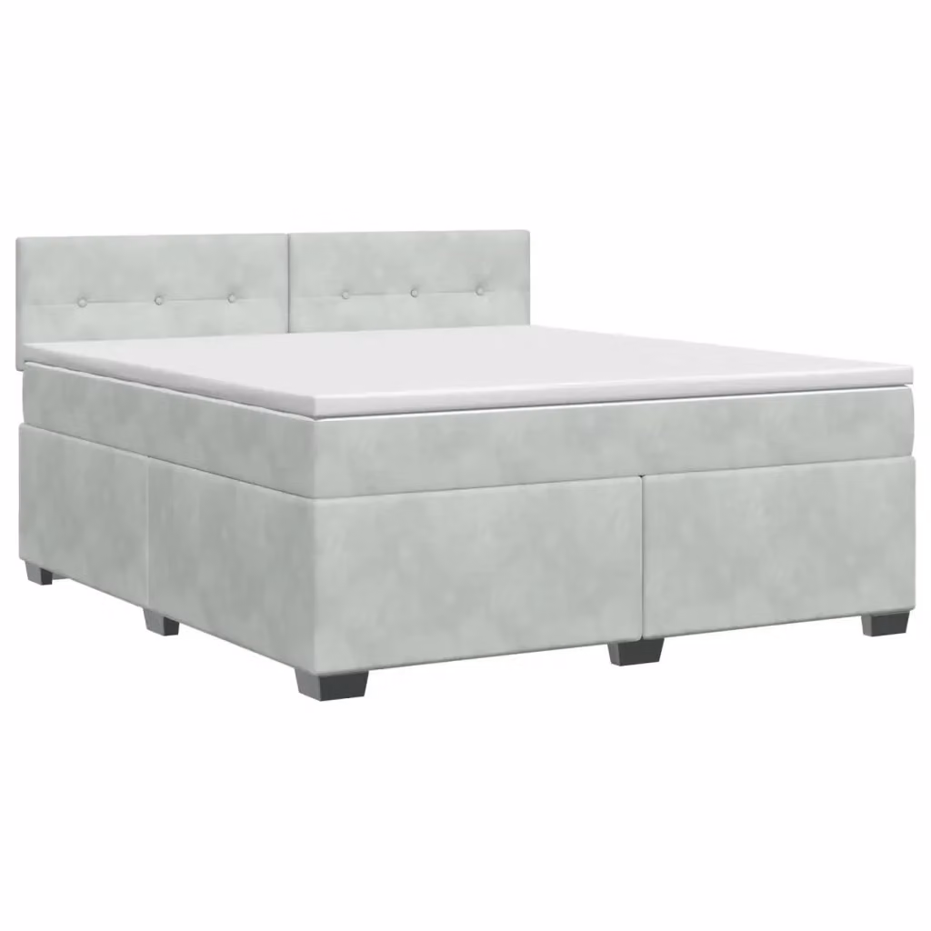Letto box spring con materasso ibrido vidaXL in tessuto grigio e bianco L/P: 140 x 190 cm – 2