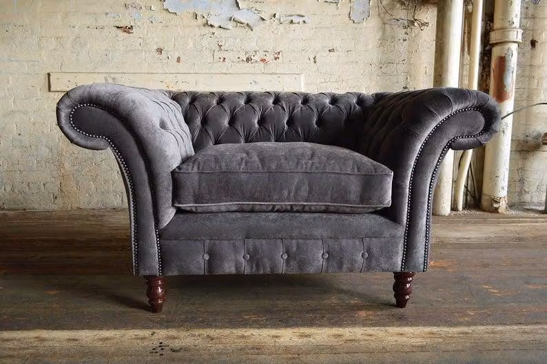 Design Chesterfield Sessel 1 Sitzer Couch Polster Luxus Klassische Textil Sofas