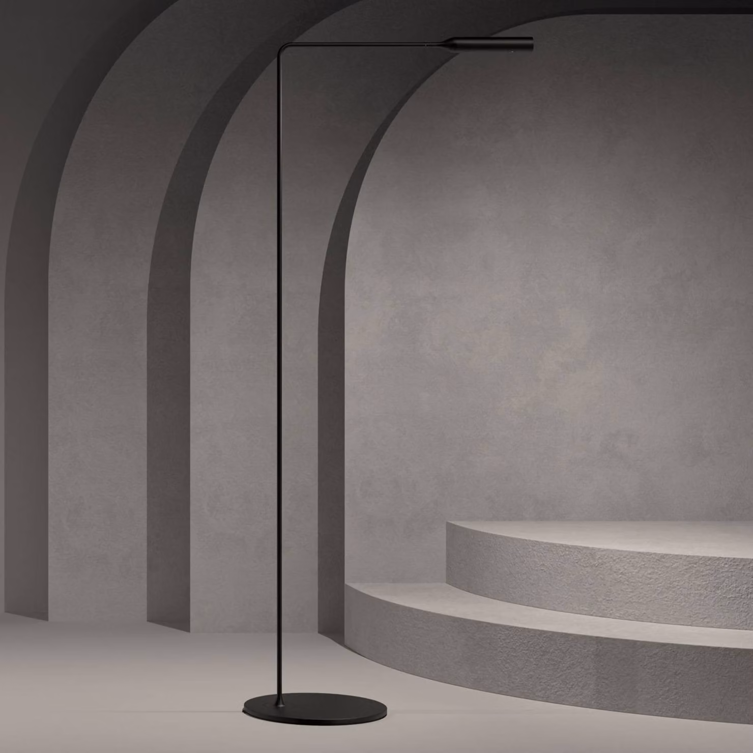Lumina Lampada da terra a LED Flo, dimmerabile, Nero, Soggiorno / Sala da pranzo, Metallo, Design, Lampada LED da terra