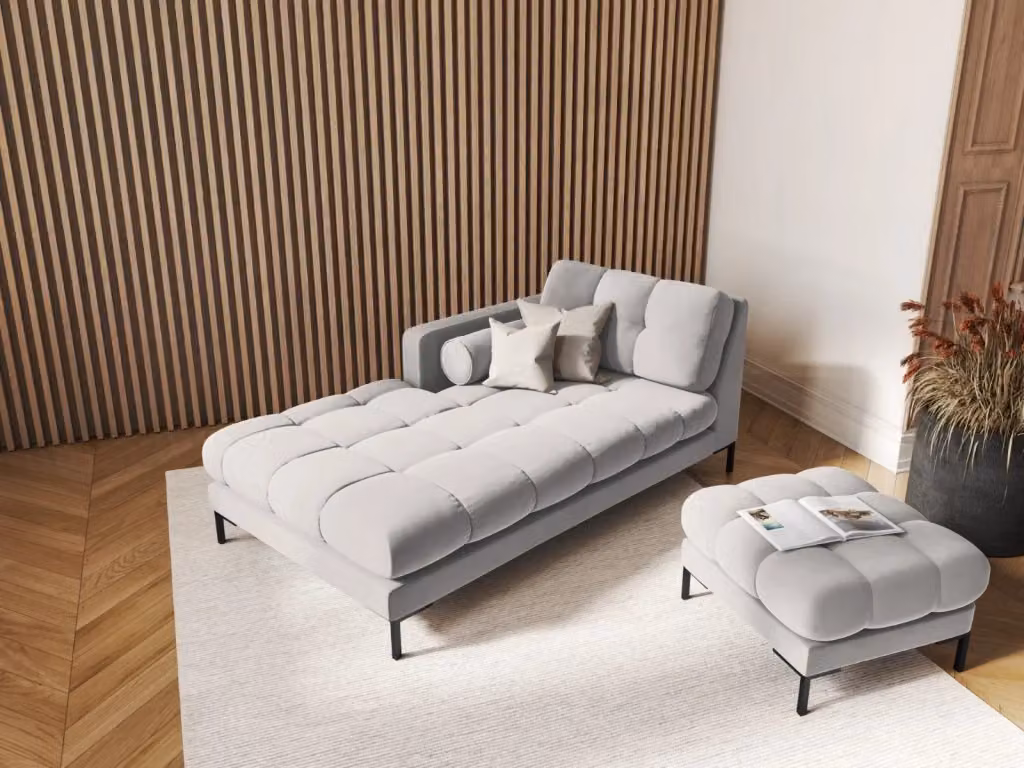 Chaise longue sinistra Bali di Cosmopolitan Design in velluto argento L/P/H: 164 x 102 x 75 cm – 2