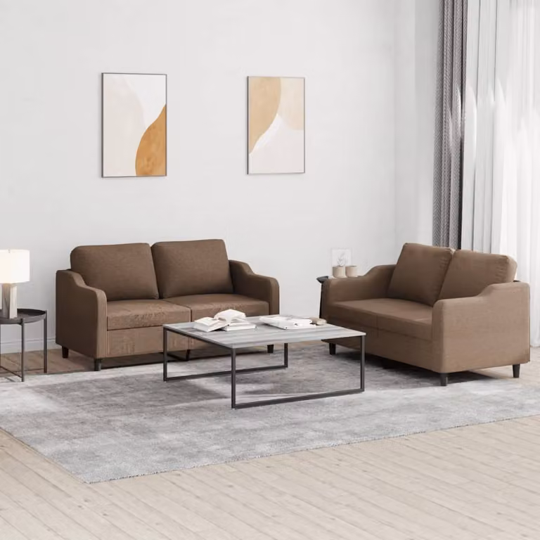 Maison Exclusive - Set divano a 2 posti con cuscini in tessuto marrone